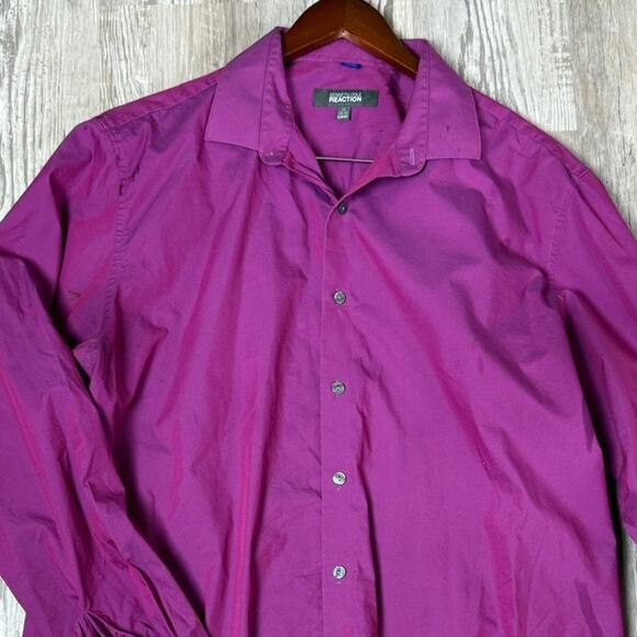 Kenneth Cole Reaction Magenta Purple Slim Fit Button-Up Dress Shirt Mens Size 17 - Picture 3 of 9